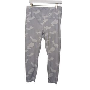 Yogalicious Lux Gray White Camo 7/8 Length Cropped Leggings Womens Size XL
